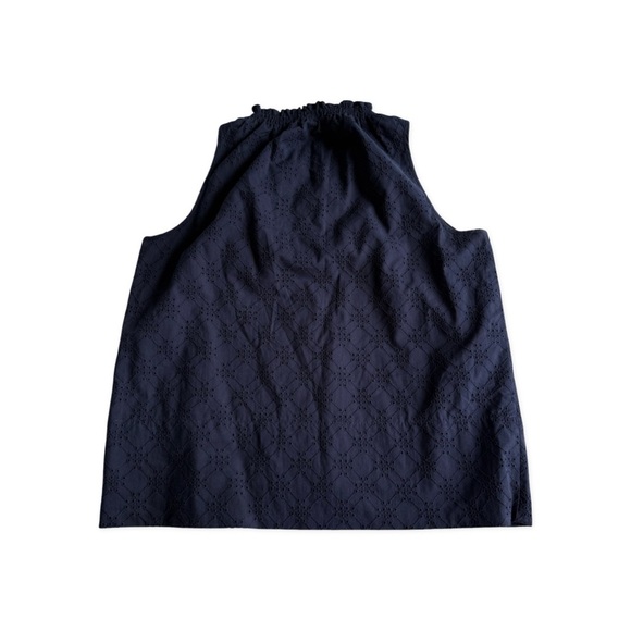 J Mclaughlin Sleeveless Eyelet Navy Lined Top 100% Cotton Size Small - Picture 9 of 9